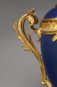 Deatil of blue hard-paste porcelain covered jar and gilt bronze mounting