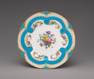 Porcelain plate in blue and white with floral design