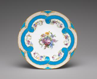 Porcelain plate in blue and white with floral design