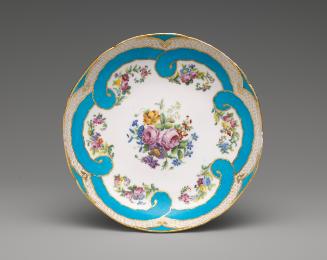 Porcelain plate in blue and white with floral design