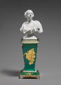 Porcelain Bust of Louis XV on a turquoise pedestal, front view