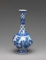 Alternate view of blue and white porcelain bottle-shaped vase