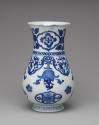 Alternate view of blue and white porcelain water jug with floral decoration