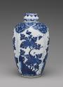 Blue and white porcelain covered jar with floral decoration