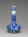 Alternate view of white hard-paste porcelain bottle-shaped vase with underglaze blue foliage de…