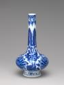 Alternate view of white hard-paste porcelain bottle-shaped vase with underglaze blue foliage de…