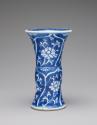 White hard-paste porcelain beaker-shaped vase with underglaze blue decoration