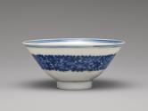 Alternate view of white hard-paste porcelain wine cup with underglaze blue decoration