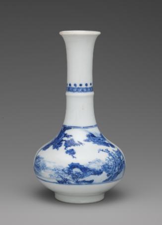 White hard-paste porcelain bottle-shaped vase with underglaze blue decoration