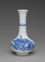 Alternate view of white hard-paste porcelain bottle-shaped vase with underglaze blue decoration