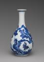 Alternate view of white hard-paste porcelain bottle-shaped vase with underglaze blue decoration