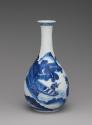 White hard-paste porcelain bottle-shaped vase with underglaze blue decoration