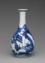 Alternate view of white hard-paste porcelain bottle-shaped vase with underglaze blue decoration