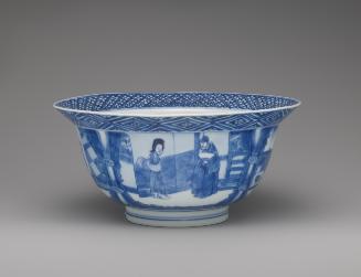 White hard-paste porcelain bowl with underglaze blue decoration