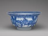 Alternate view of white hard-paste porcelain bowl with underglaze blue decoration