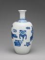 Alternate view of white hard-paste porcelain bottle-shaped vase with underglaze blue decoration