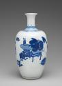 Alternate view of white hard-paste porcelain bottle-shaped vase with underglaze blue decoration