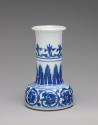 Blue and white porcelain candle holder with geometric design