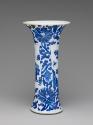 Alternate view of blue and white porcelain vase with wide opening