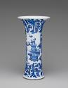 Blue and white porcelain vase with wide opening