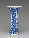 Alternate view of blue and white porcelain vase with wide opening