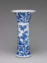 Alternate view of blue and white porcelain vase with wide opening