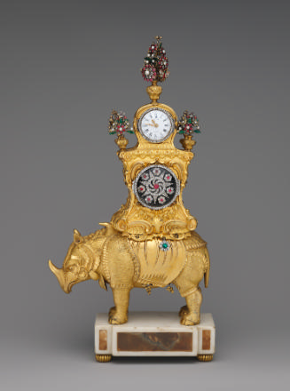 Gilt bronze automaton rhinoceros clock