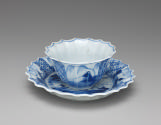 Blue and white porcelain cup and saucer