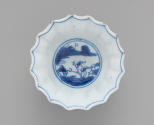 Interior view of blue and white cup