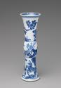 Alternate view of blue and white porcelain slim beaker vase