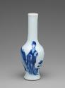 White hard-paste porcelain bottle-shaped vase with underglaze blue figural decoration