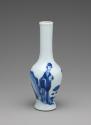 Alternate view of white hard-paste porcelain bottle-shaped vase with underglaze blue figural de…