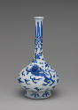 Alternate view of white hard-paste porcelain bottle-shaped vase with underglaze blue dragon dec…