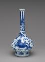 Alternate view of white hard-paste porcelain bottle-shaped vase with underglaze blue dragon dec…