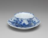 Blue and white porcelain cup and saucer