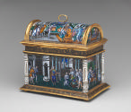 Back view of casket in polychrome enamel and gilt bronze with scenes from the Story of Joseph