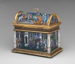 Back view of casket in polychrome enamel and gilt bronze with scenes from the Story of Joseph