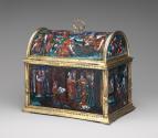 Back view of enameled casket with Old Testament Subjects