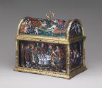 Front view of enameled casket with Old Testament Subjects