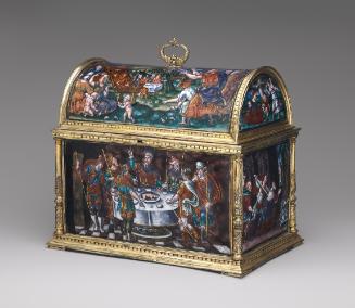 Front view of enameled casket with Old Testament Subjects