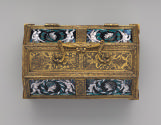 Top view of gilt bronze and enamel Casket with Heads of the Caesars within Wreaths