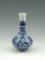 Blue and white porcelain vase with floral design and slender opening