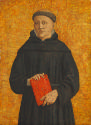 Tempera painting of an Augustinian friar against a gold background