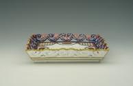 Porcelain Square Tray with Polychrome Decoration and Openwork Rim, from side