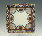 Porcelain Square Tray with Polychrome Decoration and Openwork Rim
