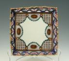 Porcelain Square Tray with Polychrome Decoration and Openwork Rim