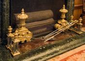 Gilt bronze poker, tongs, and shovel