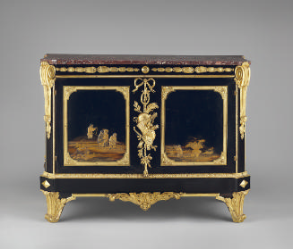 Image of a cabinet in black and gold Japanese lacquer and ebonized wood with gilt bronze mounts…