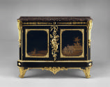 Image of a cabinet made from Japanese black and gold laquer and ebonized wood with gilt bronze …