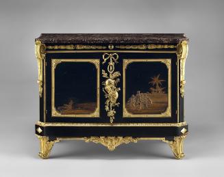 Image of a cabinet made from Japanese black and gold laquer and ebonized wood with gilt bronze …